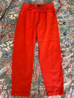 J. Crew Coral-Red Drawstring Waist Pants size 00